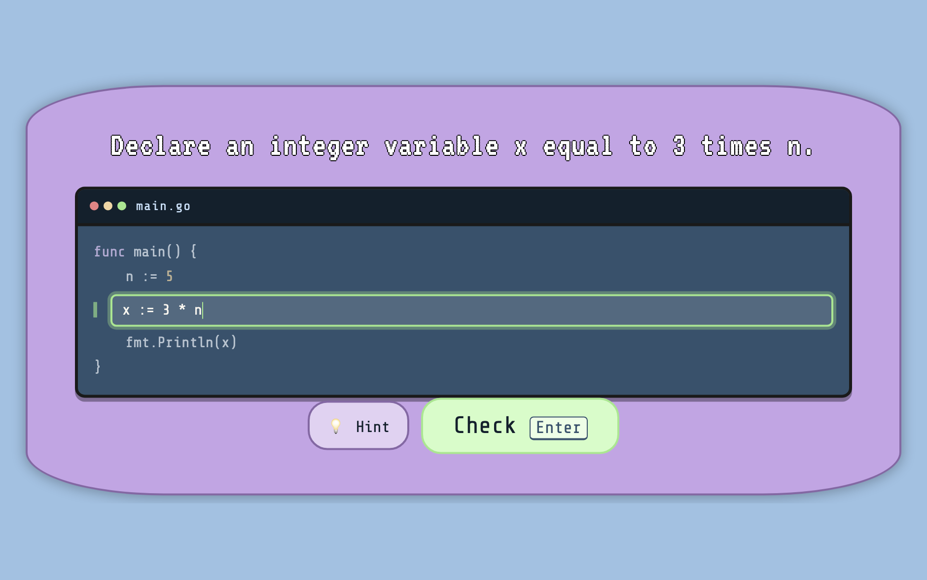 Codji fill-in-the-line coding question screen